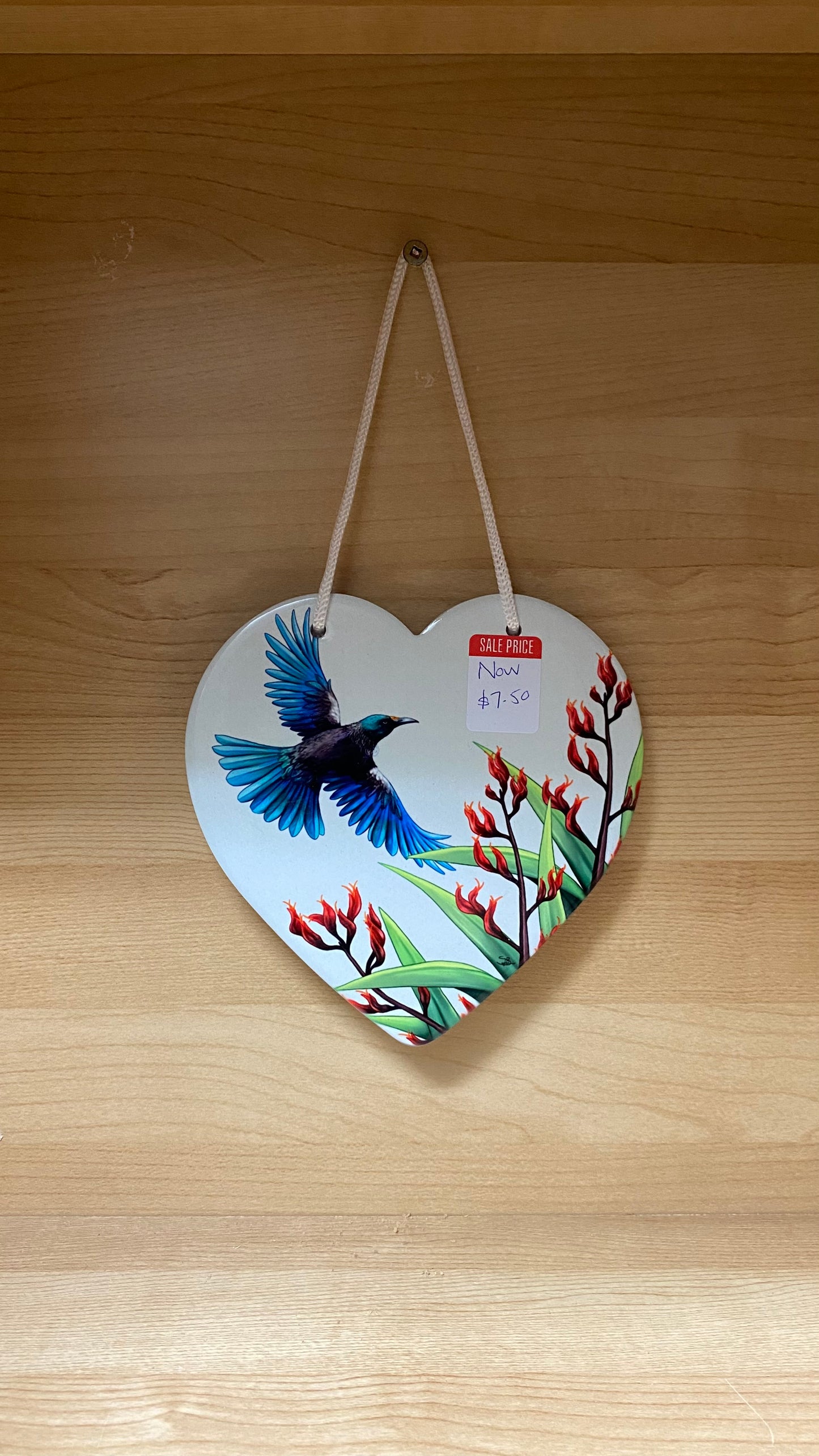Ceramic Heart Wall Hanging with cork backing and cord - Seconds Stock