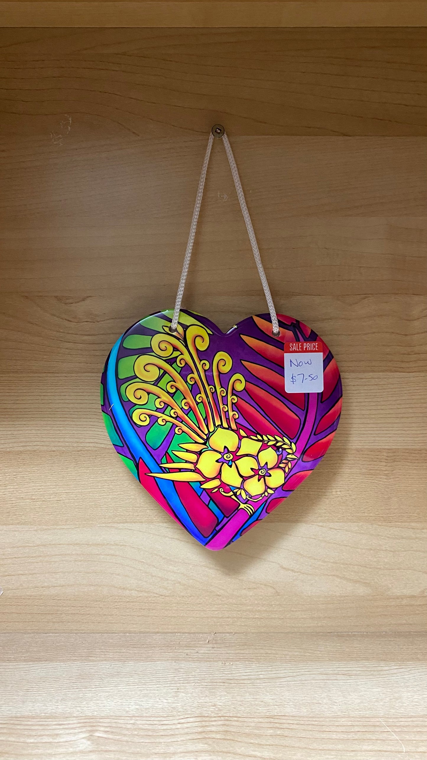 Ceramic Heart Wall Hanging with cork backing and cord - Seconds Stock
