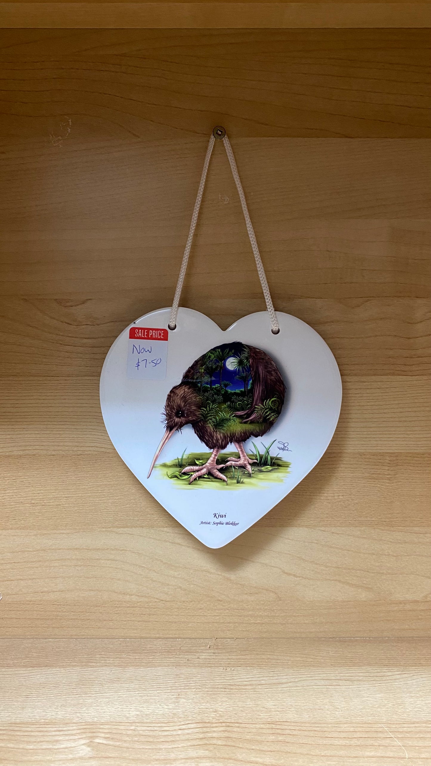 Ceramic Heart Wall Hanging with cork backing and cord - Seconds Stock
