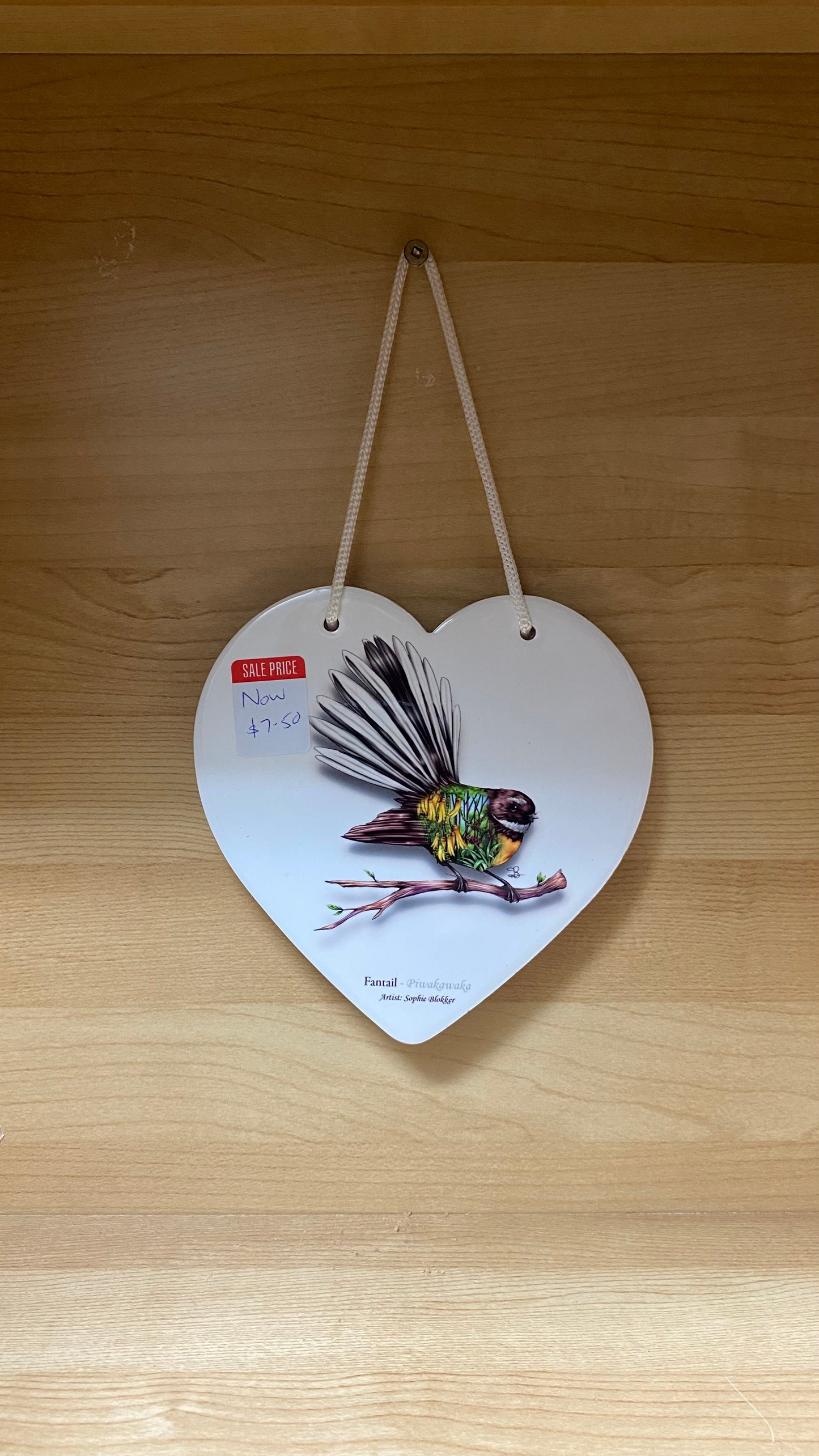 Ceramic Heart Wall Hanging with cork backing and cord - Seconds Stock
