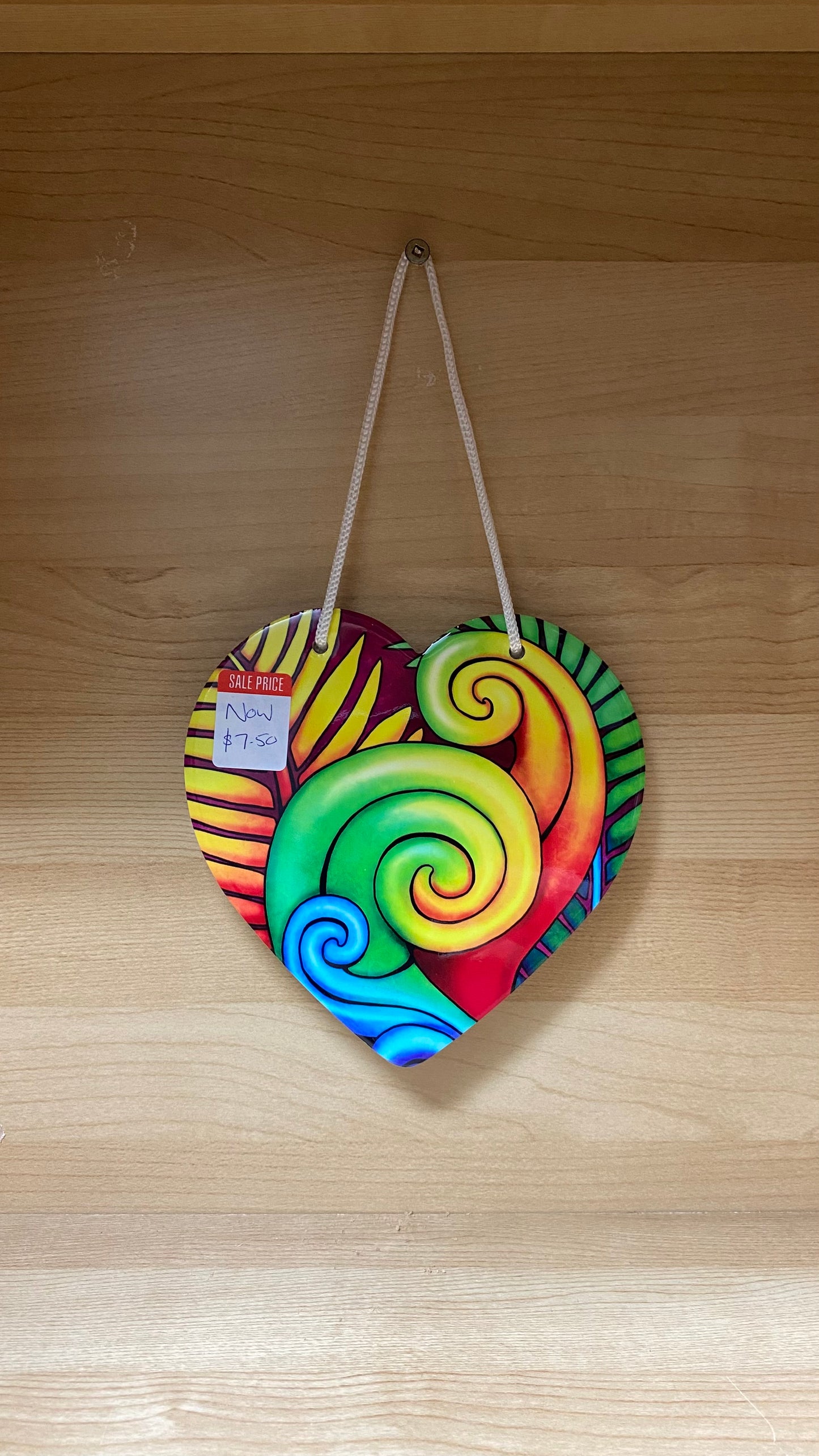 Ceramic Heart Wall Hanging with cork backing and cord - Seconds Stock
