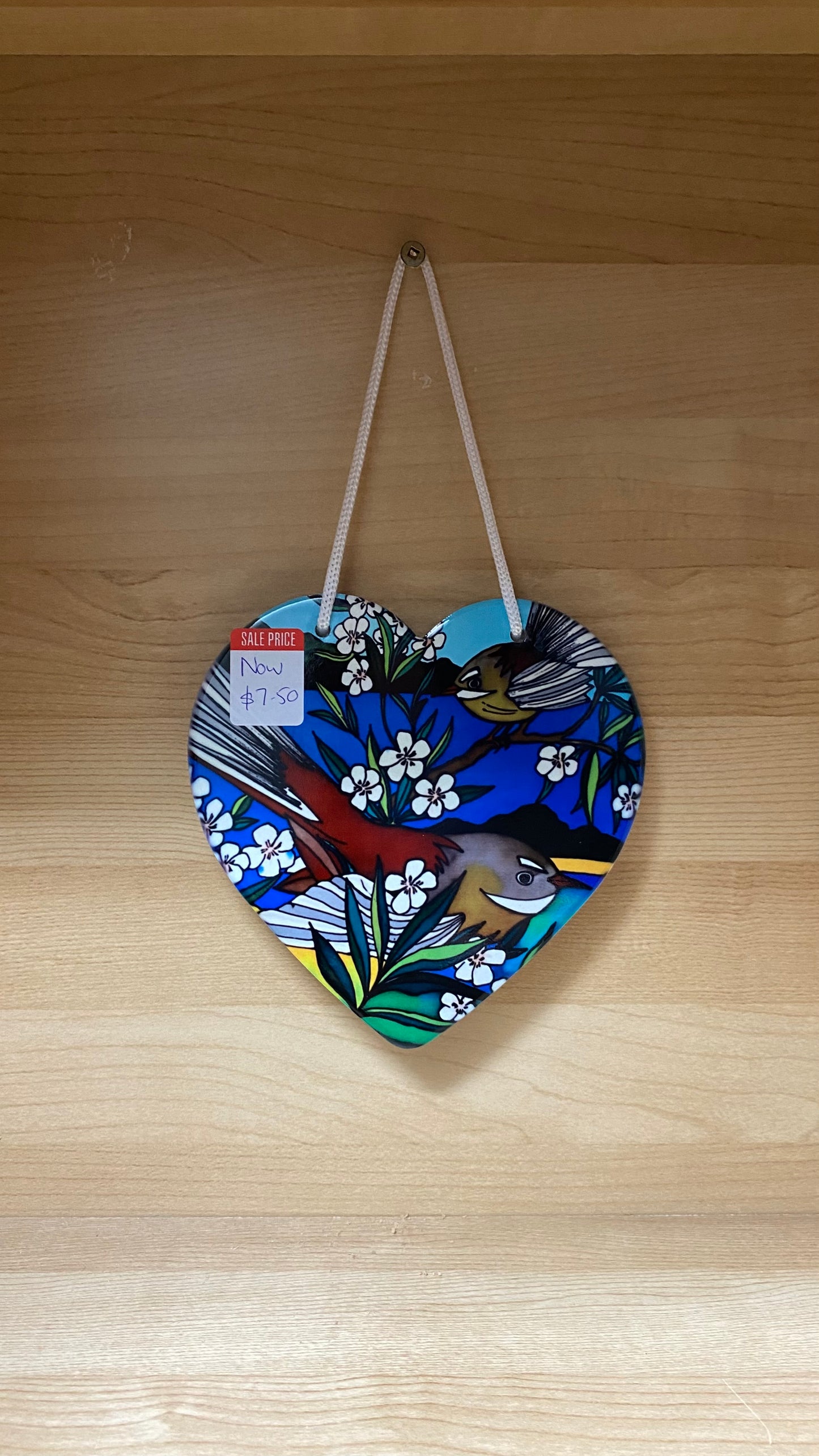 Ceramic Heart Wall Hanging with cork backing and cord - Seconds Stock