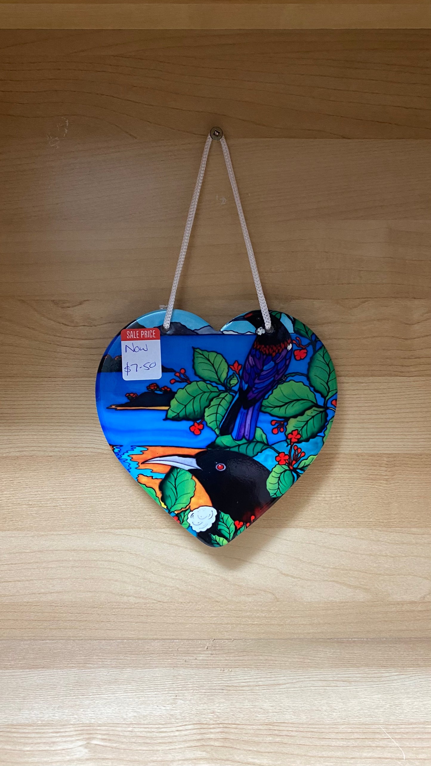 Ceramic Heart Wall Hanging with cork backing and cord - Seconds Stock