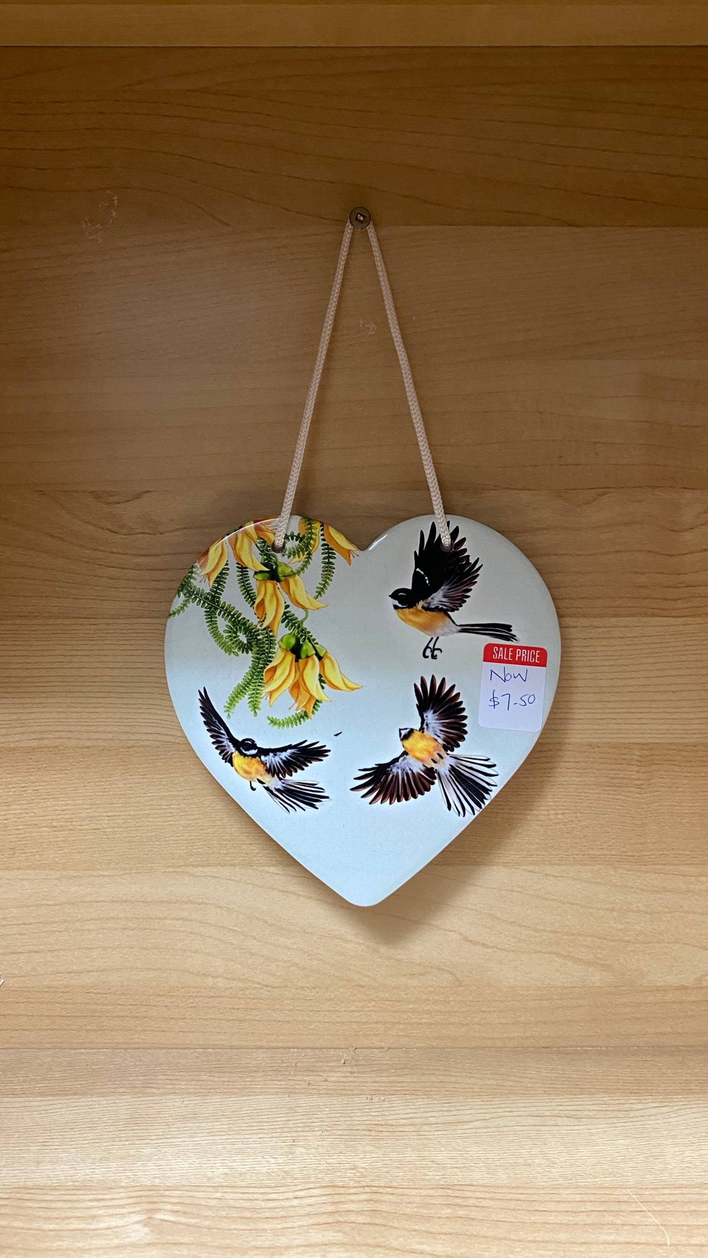 Ceramic Heart Wall Hanging with cork backing and cord - Seconds Stock
